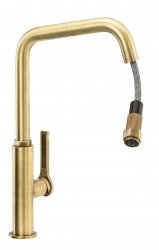 Abode Hex Single Lever Mixer Tap w/Pull Out - Antique Brass