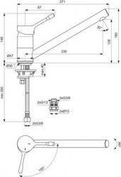 Ideal Standard Ceralook Single Lever Low Spout Ultra Steel Kitchen Mixer