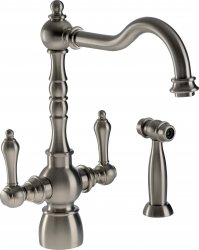 Abode Bayenne Monobloc Mixer Tap w/Handspray - Pewter