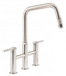 Abode Hex Bridge Dual Lever Mixer Tap w/Pull Out - Brushed Nickel