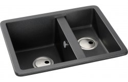 Abode Matrix Sq GR15 1.5B Granite Inset/Undermount Sink - Black Metallic