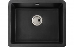Abode Matrix Sq GR15 Large 1B Granite Inset/Undermount Sink - Black Metallic