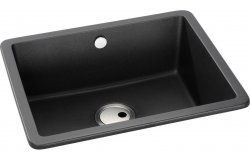 Abode Matrix Sq GR15 Large 1B Granite Inset/Undermount Sink - Black Metallic