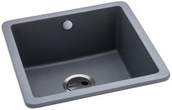 Abode Matrix Sq GR15 1B Granite Inset/Undermount Sink - Grey Metallic