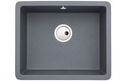 Abode Matrix Sq GR15 Large 1B Granite Inset/Undermount Sink - Grey Metallic