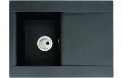 Abode Aspekt 1B & Drainer Granite Inset Sink - Black Metallic