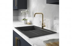 Abode Xcite 1B & Drainer Granite Inset Sink - Frost White