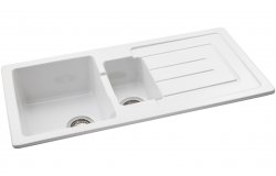 Abode Acton 1.5B & Drainer Ceramic Inset Sink - White