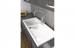 Abode Milford 1.5B & Drainer Ceramic Inset Sink - White