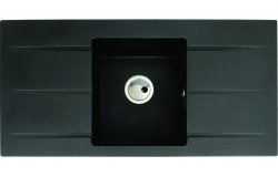 Abode Zero 1B & Double Drainer Granite Inset Sink - Black Metallic