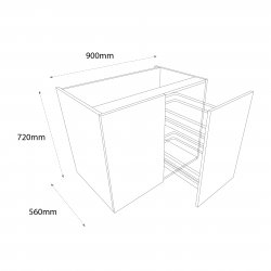 900mm Highline Corner Base Unit with 450mm Door & Vario Pull Out Storage Left Hand - (Self Assembly)