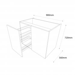 900mm Highline Corner Base Unit with 450mm Door & Vario Pull Out Storage Right Hand - (Self Assembly)