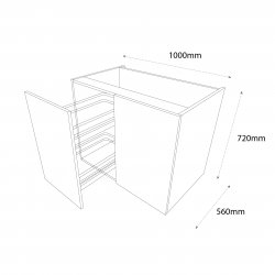 1000mm Highline Corner Base Unit with 500mm Door & Vario Pull Out Storage Right Hand - (Ready Assembled)