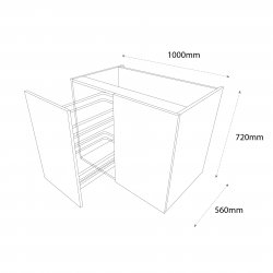 1000mm Highline Corner Base Unit with 600mm Door & Vario Pull Out Storage Right Hand - (Ready Assembled)