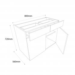 Chippendale 800mm Drawerline Double Base Unit - (Self Assembly)