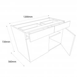 Chippendale 1200mm Drawerline Double Base Unit - (Self Assembly)