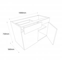 1000mm Drawerline Double Base Unit with 1 Dummy Drawer - (Self Assembly)