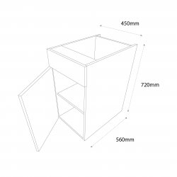 450mm Drawerline Single Base Unit with Dummy Drawer Left Hand - (Ready Assembled)