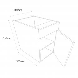 Sheraton 600mm Drawerline Single Base Unit with Dummy Drawer Right Hand - (Ready Assembled)
