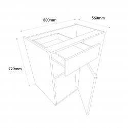 Chippendale 800mm Drawerline Corner Base Unit with 400mm Door Right Hand - (Self Assembly)