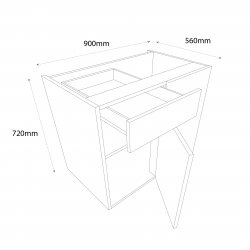 Chippendale 900mm Drawerline Corner Base Unit with 450mm Door Right Hand - (Self Assembly)