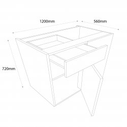 Chippendale 1000mm Drawerline Corner Base Unit with 600mm Door Right Hand - (Self Assembly)