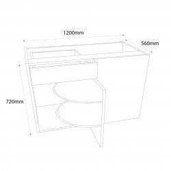 1000mm Drawerline Corner Carousel Base Unit with 600mm Door & Arena Shelves Right Hand - (Self Assembly)