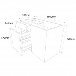 1000mm Drawerline Corner Base Unit with 500mm Door & Vario Pull Out Storage & Arena Shelves Right Hand - (Self Assembly)