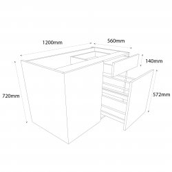 Chippendale 1000mm Drawerline Corner Base Unit with 600mm Door & Vario Pull Out Storage & Arena Shelves Left Hand - (Self Assembly)