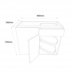 Chippendale 900mm Drawerline Base Unit with 450mm Door & Le-Mans Pull Out Storage & Graphite Wirework Left Hand - (Self Assembly)