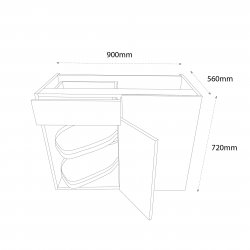 Chippendale 900mm Drawerline Base Unit with 450mm Door & Le-Mans Pull Out Storage & Graphite Wirework Right Hand - (Self Assembly)