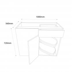 Sheraton 1000mm Drawerline Base Unit with 500mm Door & Le-Mans Pull Out Storage & Graphite Wirework Left Hand - (Ready Assembled)