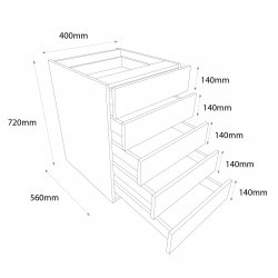 400mm Drawer Pack Base Unit with 5 Drawers - (Ready Assembled)