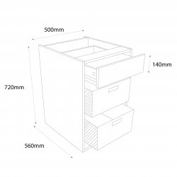 500mm Drawer Pack Base Unit with 1 Drawer & 2 Wicker Baskets and Beech Frame - (Ready Assembled)