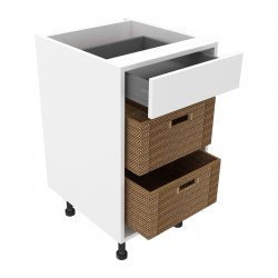 500mm Drawer Pack Base Unit with 1 Drawer & 2 Wicker Baskets and Beech Frame - (Ready Assembled)