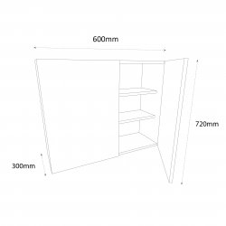 Chippendale 600mm Standard Double Wall Unit with 2 Doors - (Self Assembly)