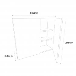 800mm Standard Tall Double Wall Unit with 2 Doors - (Self Assembly)