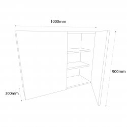 1000mm Standard Tall Double Wall Unit with 2 Doors - (Self Assembly)