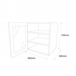 400mm Standard Glazed Wall Unit with Aluminium Frame & MFC Shelves Left Hand - (Self Assembly)