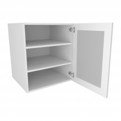 500mm Standard Glazed Wall Unit with Aluminium Frame & 2 Round LED Downlights Right Hand - (Ready Assembled)