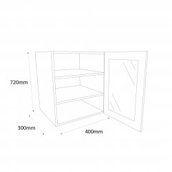 400mm Standard Glazed Wall Unit with Aluminium Frame & MFC Shelves Right Hand - (Ready Assembled)