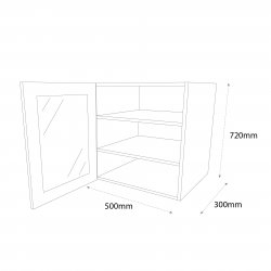 500mm Standard Glazed Wall Unit with Aluminium Frame & 2 Round LED Downlights Left Hand - (Ready Assembled)