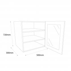 500mm Standard Glazed Wall Unit with Aluminium Frame & Edge Lit Shelves Right Hand - (Ready Assembled)