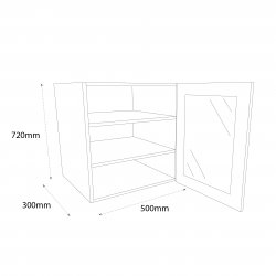 500mm Standard Glazed Wall Unit with Aluminium Frame & Edge Lit Shelves Right Hand - (Self Assembly)