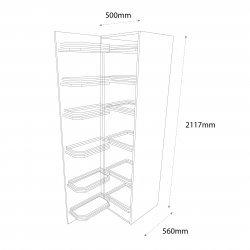 500mm Tandem Larder Unit with Pull Out Graphite Wirework Left Hand - (Self Assembly)