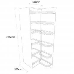 500mm Tandem Larder Unit with Pull Out Graphite Wirework Right Hand - (Self Assembly)