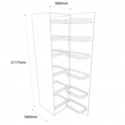 Chippendale 500mm Tandem Larder Unit with Pull Out Graphite Wirework Right Hand - (Self Assembly)