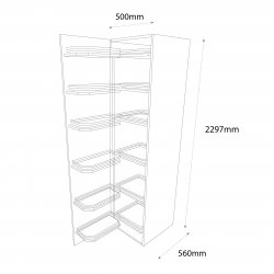 500mm Tandem Larder Tall Unit with Pull Out Graphite Wirework Left Hand - (Self Assembly)