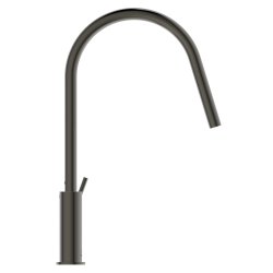 Ideal Standard Gusto single lever round C spout kitchen mixer with Bluestart technology, magnetic grey