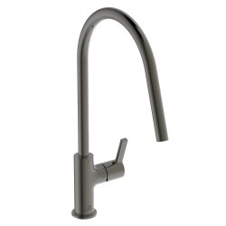 Ideal Standard Gusto single lever round C spout kitchen mixer with Bluestart technology, magnetic grey